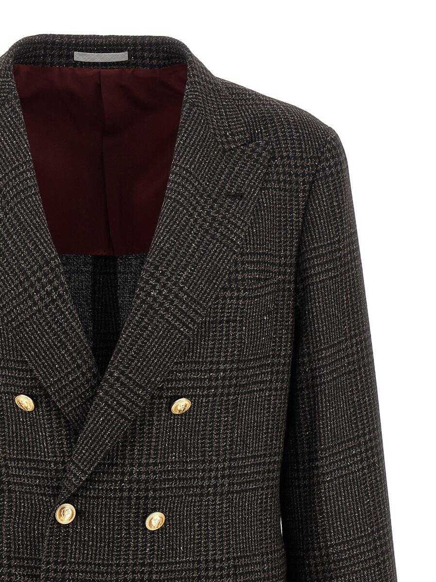 Geci Brunello Cucinelli Brunello Cucinelli Prince Of Wales Blazer BROWN Barbati (BM 18486786) 3