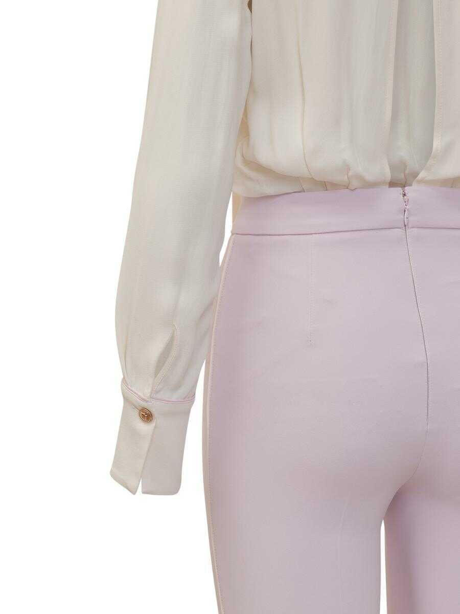 Rochii Elisabetta Franchi Elisabetta Franchi Georgette And Crepe Jumpsuit With Piping WHITE Femei (BM 18487902) 4