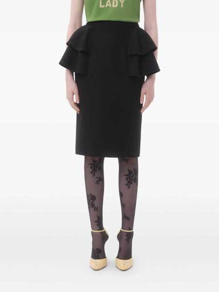 Fuste casual Valentino Garavani Wool and silk midi skirt Black Femei (BM 18488841) 3