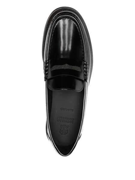 Mocasini Brunello Cucinelli Leather loafers with jewel detailing Black Femei (BM 18488982) 4