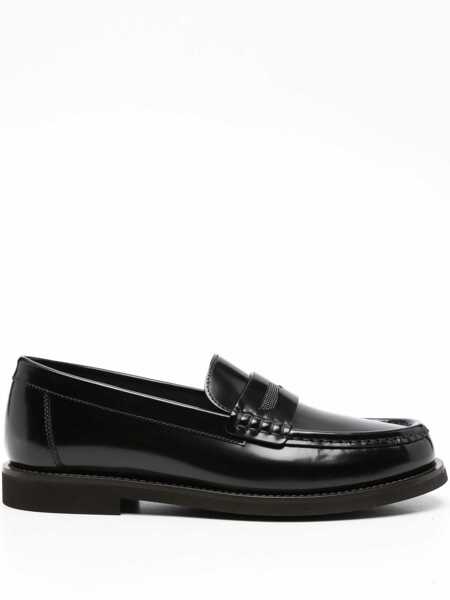 Mocasini Brunello Cucinelli Leather loafers with jewel detailing Black Femei (BM 18488982) 1