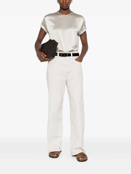 Tricouri Brunello Cucinelli Silk crewneck t-shirt Silver Femei (BM 18488994) 2