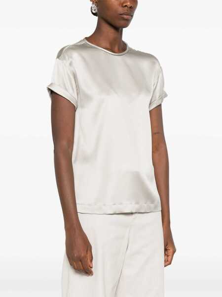Tricouri Brunello Cucinelli Silk crewneck t-shirt Silver Femei (BM 18488994) 3