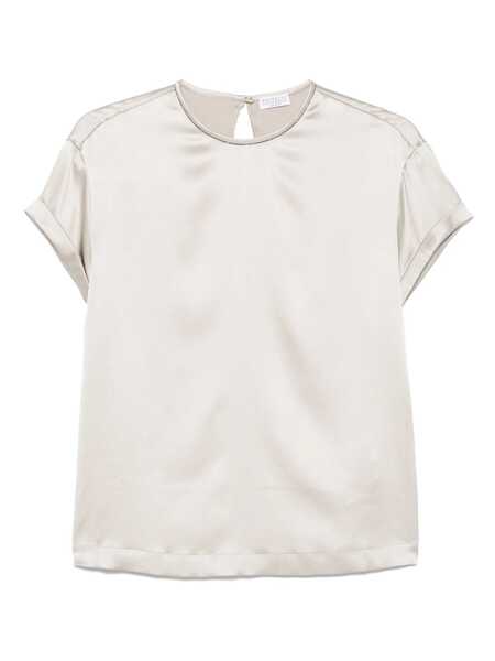 Tricouri Brunello Cucinelli Silk crewneck t-shirt Silver Femei (BM 18488994) 1