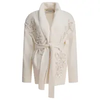 Cardigane JOURNEY W'S BELTED KNIT CARDIGAN GENA PURE COTTON FLOWERS EMBROYDERED Femei