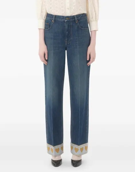 Blugi Valentino Garavani La Cour de Coeur Jeans DENIM SCURO Femei (BM 18489226) 3