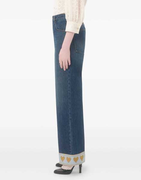 Blugi Valentino Garavani La Cour de Coeur Jeans DENIM SCURO Femei (BM 18489226) 4