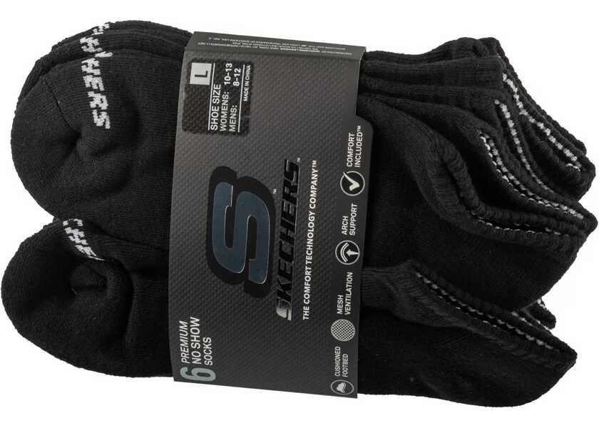 Sosete SKECHERS 6pk Unisex 1/2 Terry Crew Socks Black Barbati (BM 18489340) 1