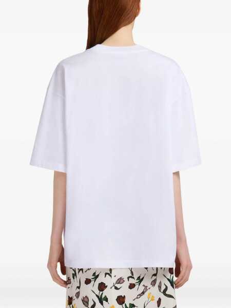 Tricouri Marni White Cotton T-Shirt With Tulip Print WHITE Femei (BM 18489430) 4