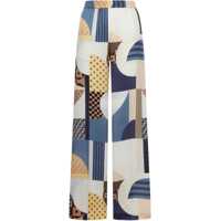 Pantaloni casual Patchwork Print Silk Pants Femei