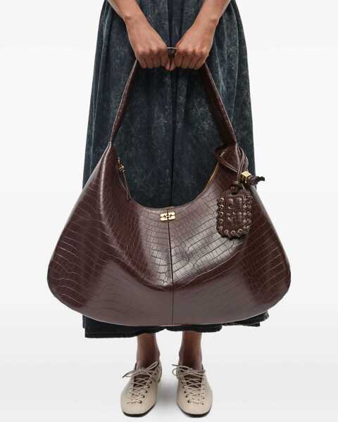 Genti de umar Ganni Hobo Bag Croco Xxl BROWN Femei (BM 18489511) 3
