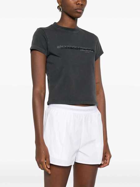 Topuri Alexander Wang Alexander Wang Shrunken Logo Tee WASHED BLACK Femei (BM 18491238) 3