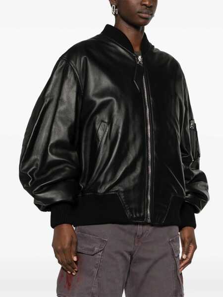 Bomber jacket THE ATTICO The Attico Anja Leather Bomber Jacket Black Femei (BM 18491454) 3