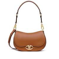 Genti de umar Valentino Garavani Brown Leather Ovhal Shoulder Bag Femei
