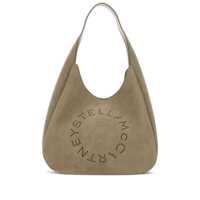 Genti de umar Beige Shoulder Bag With Maxi Logo Lettering On The Front In Ecosuede Woman Femei