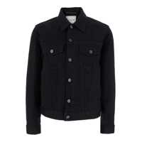 Geci 'Brad' Black Jacket With Classic Collar And Logo Patch On The Rear In Denim Man Barbati