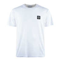 Tricouri Stone Island White Short-Sleeve T-Shirt With Compass Patch Barbati