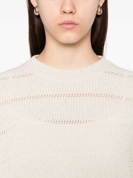 Pulovere Brunello Cucinelli Brunello Cucinelli Cashmere And Wool Jumper Beige Femei (BM 18494952) 5