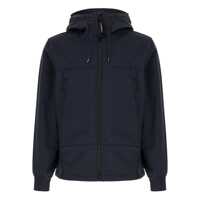 Geci Blue Jacket With Drawstring Hood And Decorative Googles In Tech Fabric Man Barbati