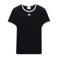 Tricouri Courrèges Black Cotton T-Shirt Femei