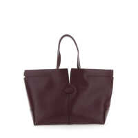 Genti de mana Bordeaux Tote Bag With Two Top Handles And Embossed Logo Lettering On The Front In Leather Woman Femei