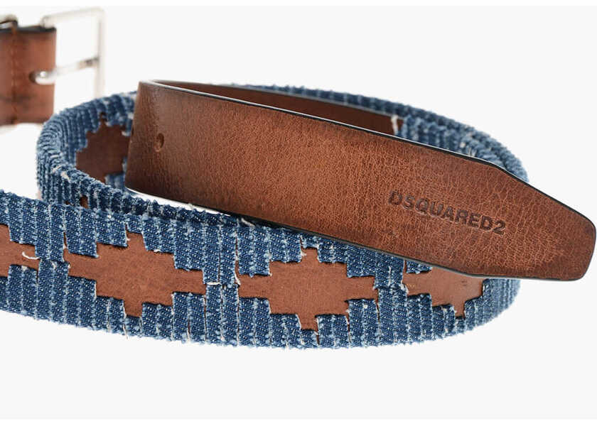 Curele DSQUARED2 Denim And Leather Belt 30Mm Blue Barbati (BM 18497140) 3