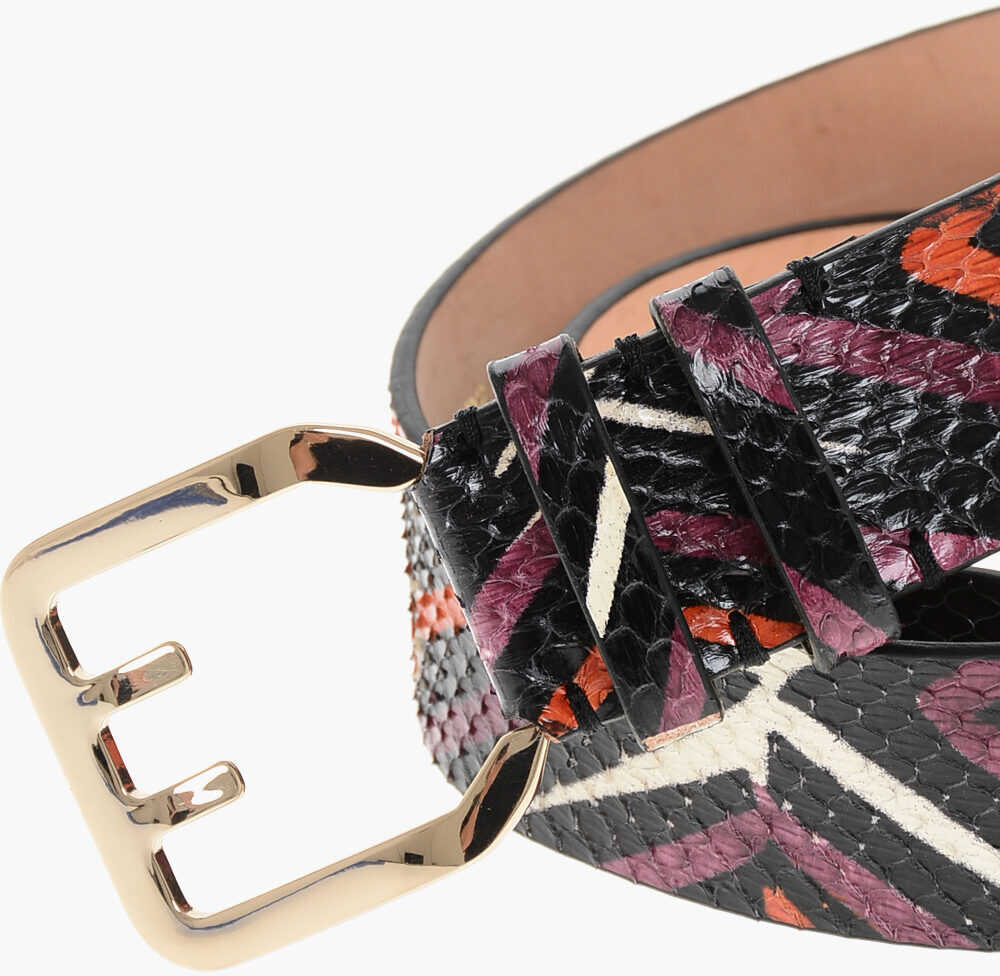 Curele DSQUARED2 Abstract Patterned Snake Leather Belt 40Mm Multicolor Femei (BM 18497149) 2