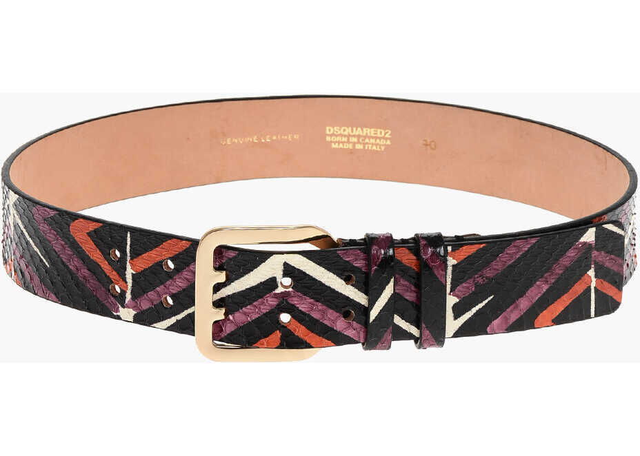 Curele DSQUARED2 Abstract Patterned Snake Leather Belt 40Mm Multicolor Femei (BM 18497149) 3