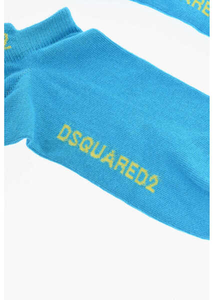 Sosete DSQUARED2 Solid Color Socks With Logo Blue Barbati (BM 18497155) 3