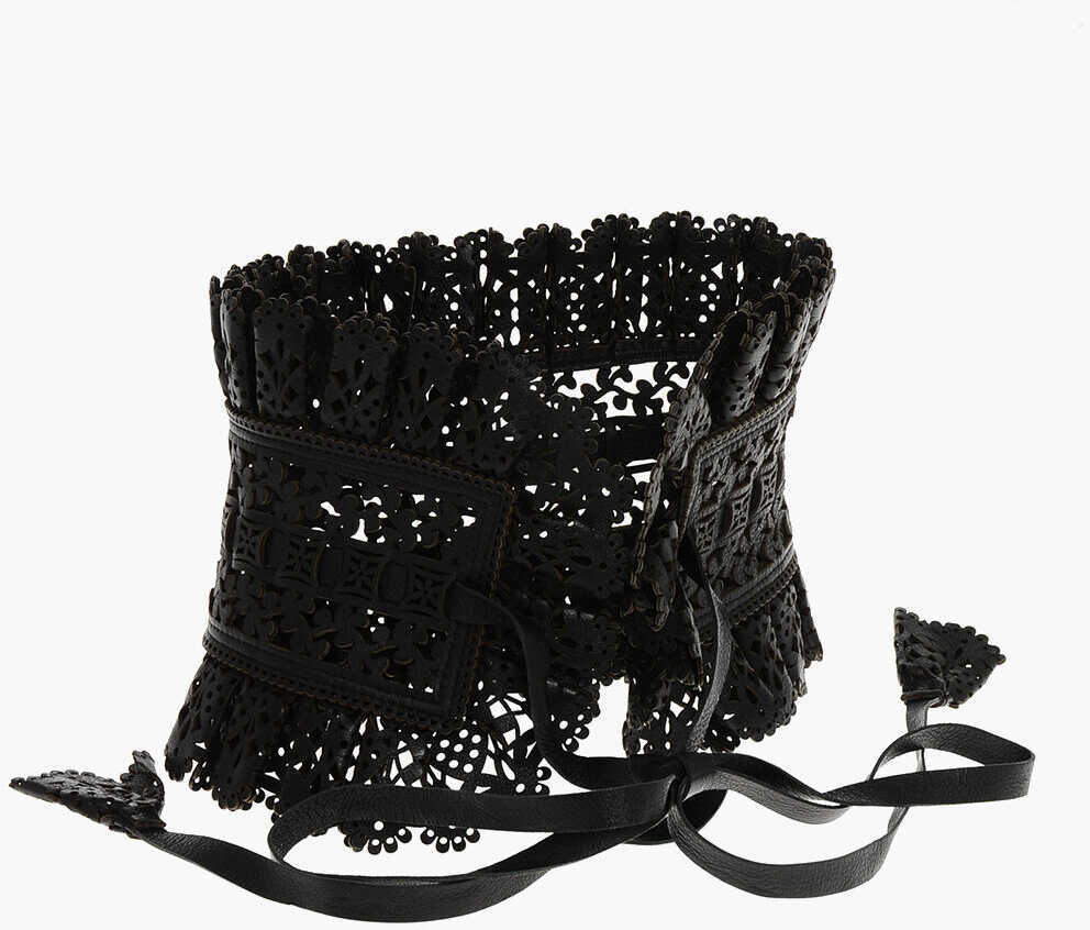 Curele DSQUARED2 Leather Corset Belt With Lace Design 180Cm Black Femei (BM 18497161) 2