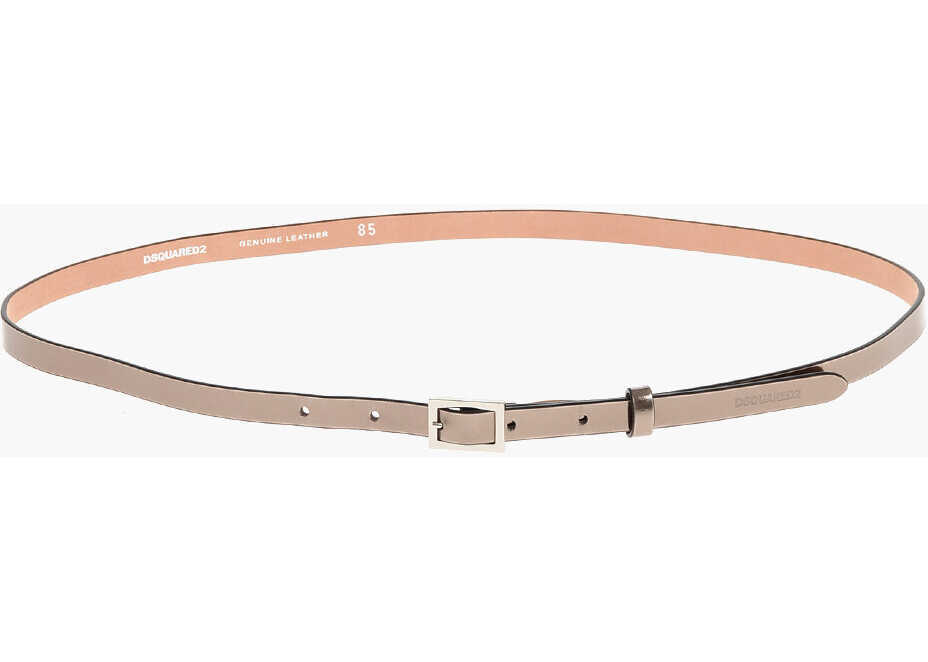 Curele DSQUARED2 Lam Leather Slim Belt 10Mm Silver Femei (BM 18497173) 3