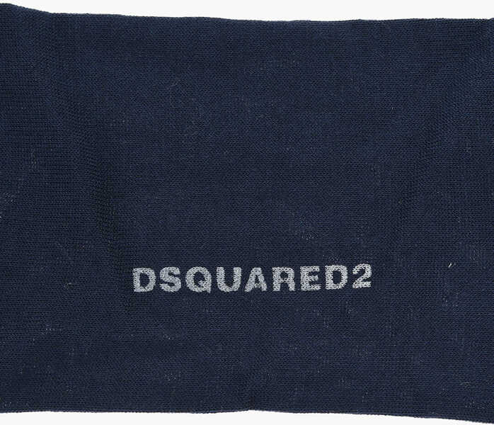 Sosete DSQUARED2 Solid Color Socks With Embroidery Blue Barbati (BM 18497218) 2
