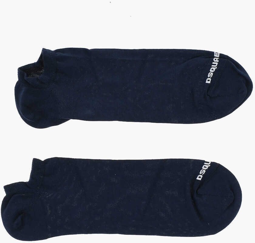 Sosete DSQUARED2 Solid Color Socks With Embroidery Blue Barbati (BM 18497218) 3