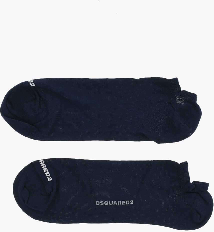 Sosete DSQUARED2 Solid Color Socks With Embroidery Blue Barbati (BM 18497218) 1