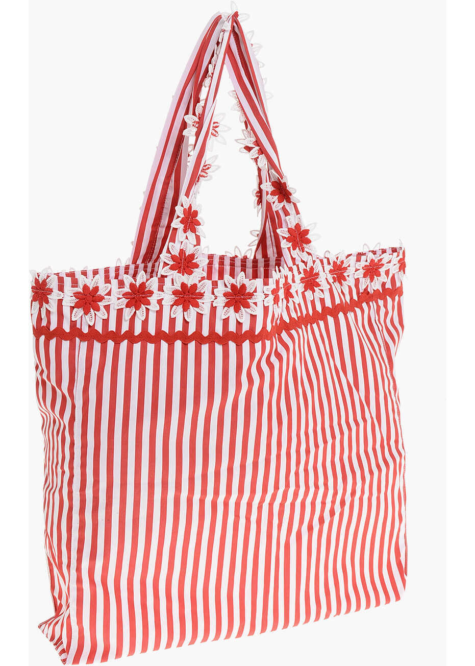 Genti de mana FLORA SARDALOS Awning Striped Canvas Bigbag Tote Bag Red Femei (BM 18497356) 2