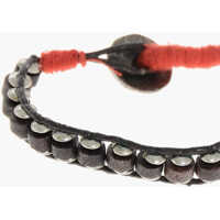 Bratari pentru Barbati - Bratari DSQUARED2 Leather And Metal Bracelet With Fabric Detail Silver Barbati (BM 18497365) - B-mall.ro
