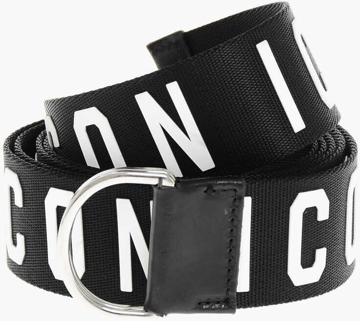 Curele DSQUARED2 Embossed Leather Icon Fabric Belt 40Mm Black Barbati (BM 18497374) 1