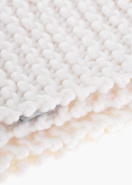 Esarfe Moncler Grenoble Solid Color Wool Blend Scarf With Fringes White Femei (BM 18497383) 3