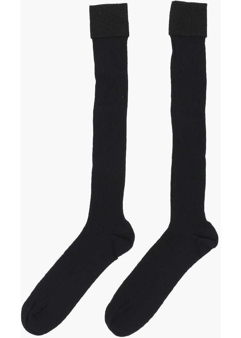 Sosete DSQUARED2 Ribbed Long Socks With Glitter Details Black Barbati (BM 18497392) 3