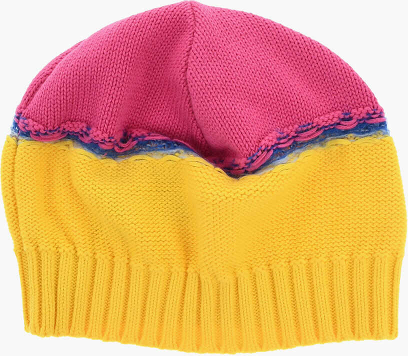 Caciuli DSQUARED2 Two Tone Beanie With Embroidery Monogram Yellow Barbati (BM 18497395) 3