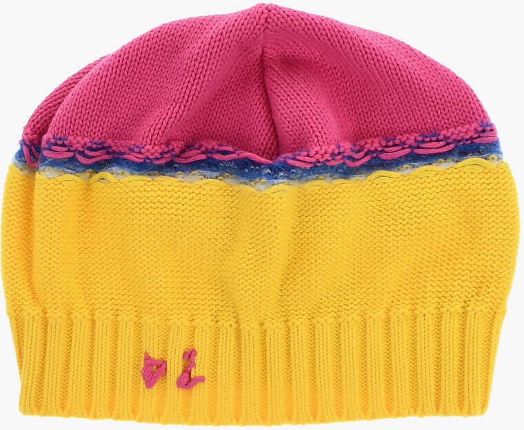 Caciuli DSQUARED2 Two Tone Beanie With Embroidery Monogram Yellow Barbati (BM 18497395) 1