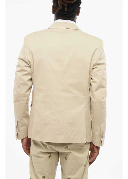 Sacouri Neil Barrett Side Vents Notch Lapel 2-Button Blazer Beige Barbati (BM 18497404) 2