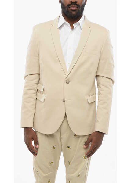 Sacouri Neil Barrett Side Vents Notch Lapel 2-Button Blazer Beige Barbati (BM 18497404) 1