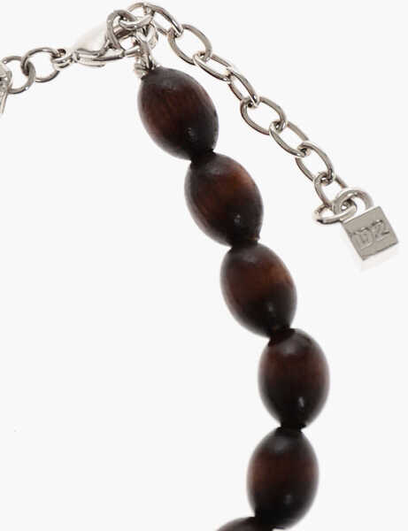 Bratari DSQUARED2 Half Charms And Half Wood Bead Bracelet Brown Femei (BM 18497425) 3