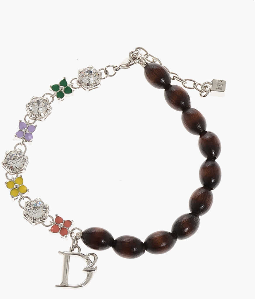 Bratari DSQUARED2 Half Charms And Half Wood Bead Bracelet Brown Femei (BM 18497425) 1