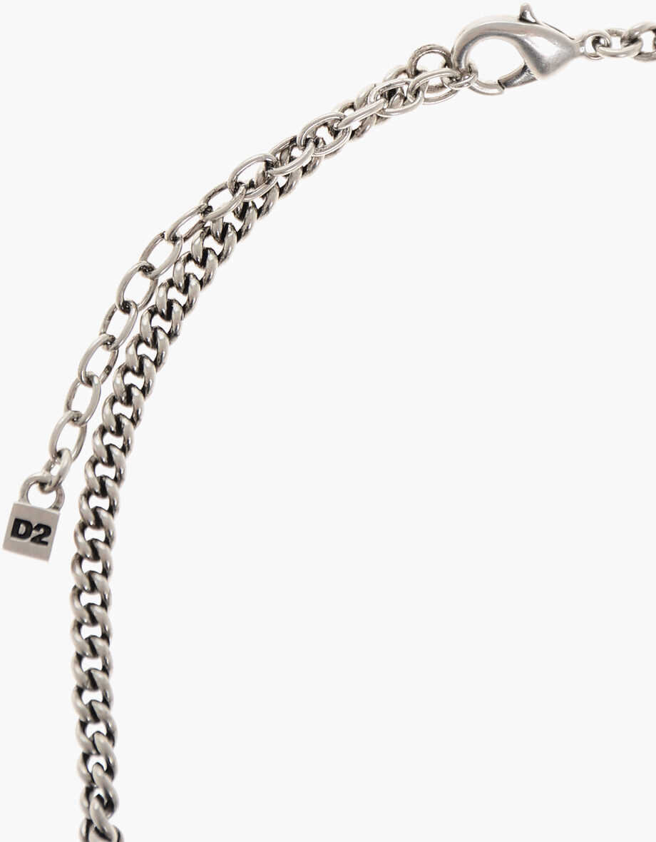 Coliere DSQUARED2 Logoed Metal Chain Smurfs Necklace Silver Barbati (BM 18497428) 3