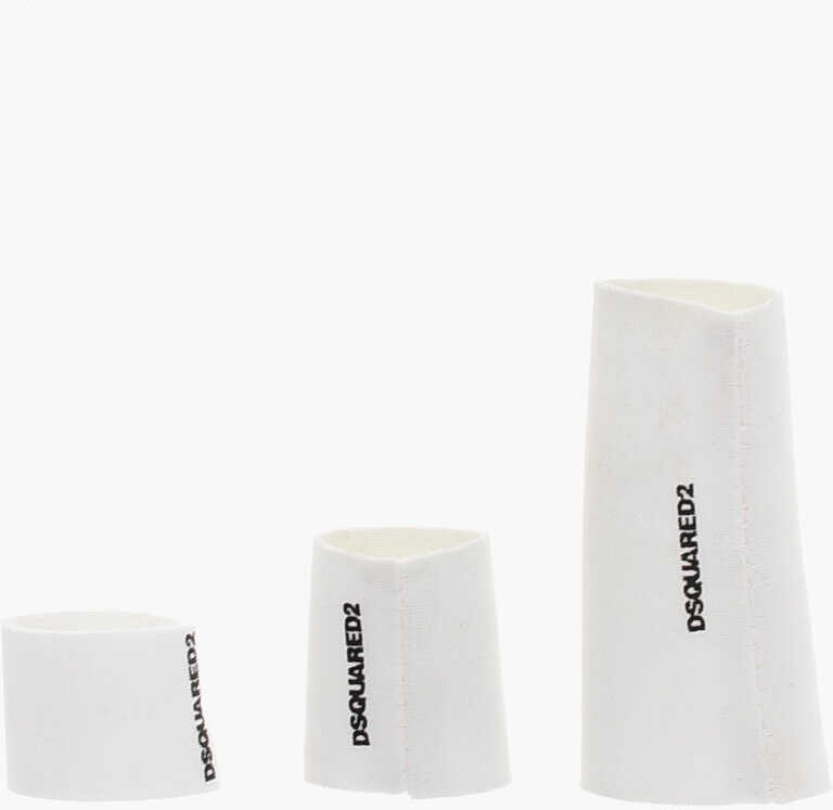 Inele DSQUARED2 Fabric Rings Set With Contrasting Logo Black & White Barbati (BM 18497434) 1