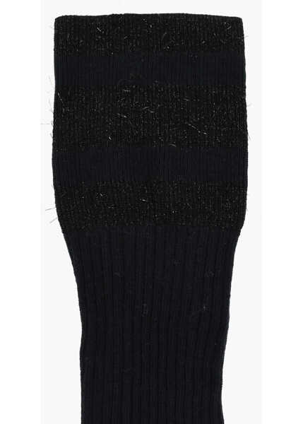 Sosete DSQUARED2 Solid Color Long Socks With Glitter Detail Black Barbati (BM 18497446) 2