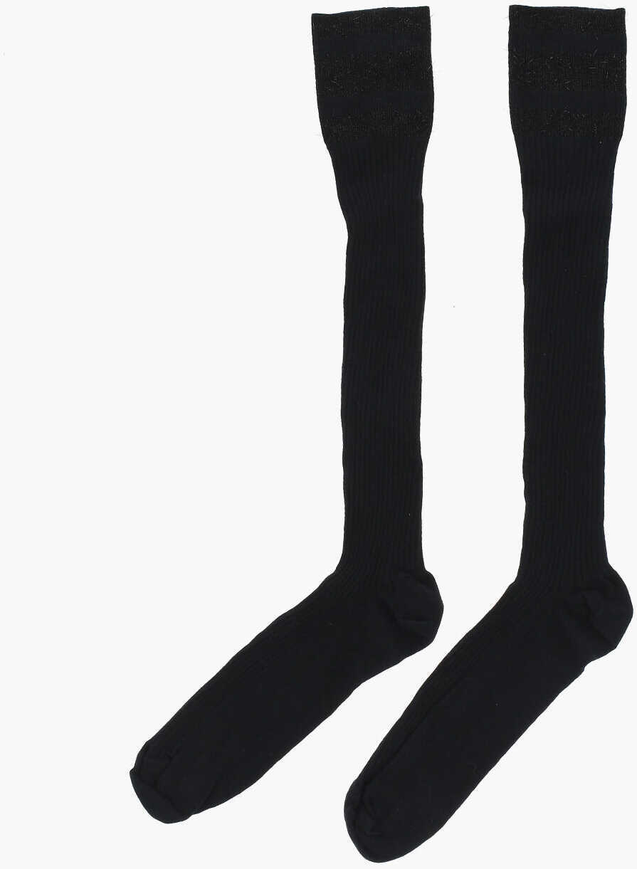 Sosete DSQUARED2 Solid Color Long Socks With Glitter Detail Black Barbati (BM 18497446) 3