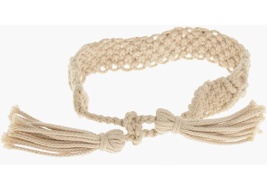 Bratari DSQUARED2 Crochet Bracelet With Tassels And Embossed Monogram Beige Barbati (BM 18497455) 2